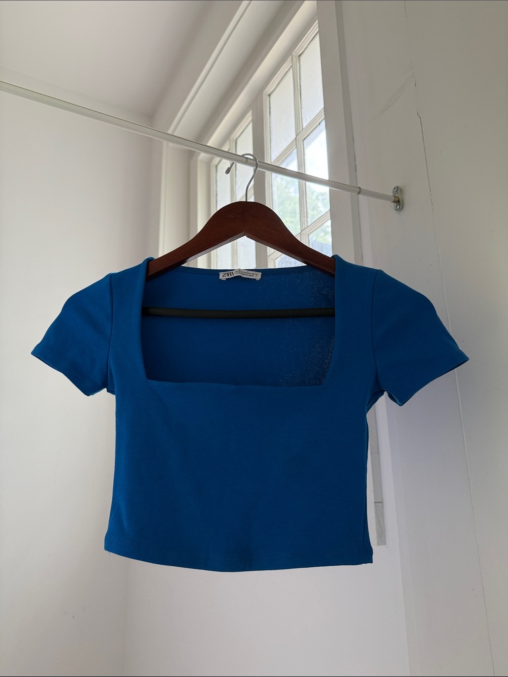Zara Bright Cobalt Square-Neck Crop Top